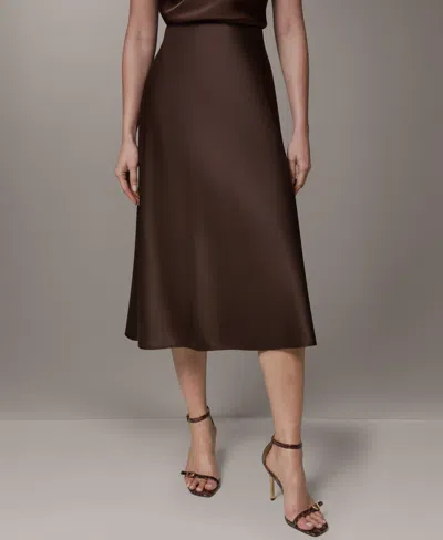 Donna Karan Petite A-line Midi Skirt In Brown