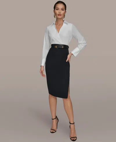 Donna Karan Petite Collared Midi Sheath Dress In Multi