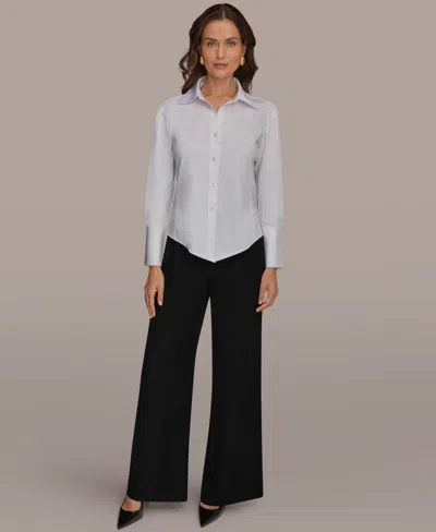 Donna Karan Petite Collared Neck Shirt In White