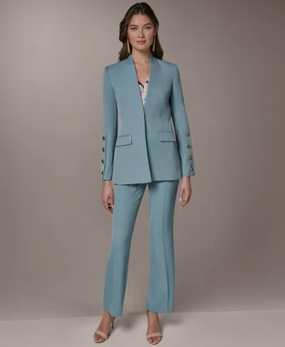 Donna Karan Petite Collarless Blazer In Blue