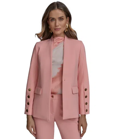Donna Karan Petite Collarless One-button Long-sleeve Jacket
