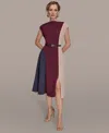 Donna Karan Petite Colorblock Midi Dress In Multi