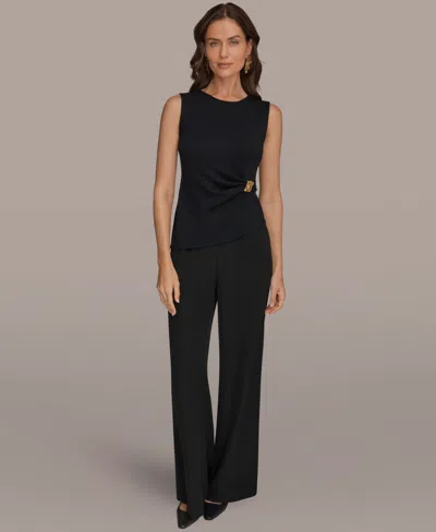 Donna Karan Petite Crewneck Top In Black