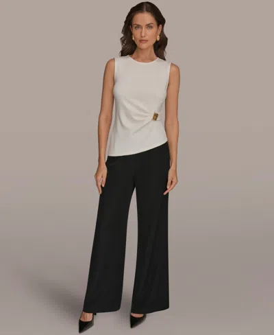 Donna Karan Petite Crewneck Top In White