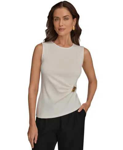 Donna Karan Petite Crewneck Top In Animal Print