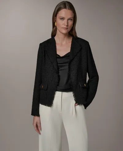 Donna Karan Petite Cropped Open Front Jacket In Black