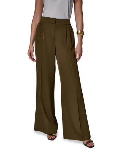 Donna Karan Petite High-rise Wide-leg Pants In Green
