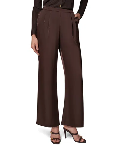 Donna Karan Petite High-rise Wide-leg Satin Pants In Brown