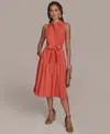 Donna Karan New York Sleeveless Linen Blend Shirtdress In Spring Melon