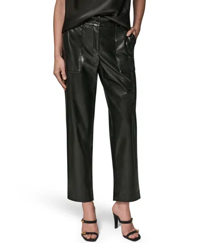 Donna Karan Petite Mid-rise Ankle Pants In Black