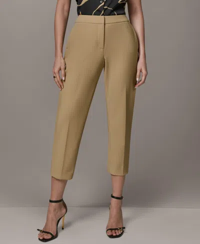 Donna Karan Petite Mid-rise Ankle Pants In Brown