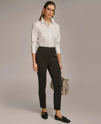 Donna Karan Petite Mid-rise Ankle-length Pants In Black