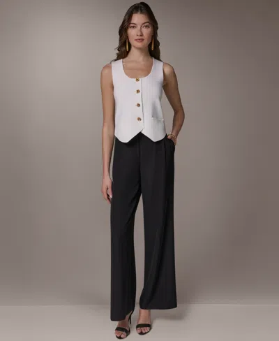 Donna Karan Petite Scoop Neck Sweater Vest In White