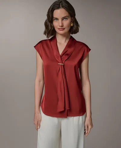 Donna Karan Petite V-neck Top In Red