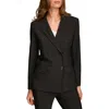 Donna Karan Pickstitch Double Breasted Blazer In Black