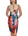 Donna Karan New York Keyhole Front Sleeveless Sheath Dress In Multi