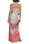 Donna Karan Placed Floral Strapless Column Gown In Spring Mel