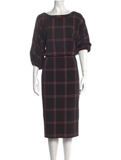 Pre-owned Donna Karan Plaid Print Knee-length Dress In Multi