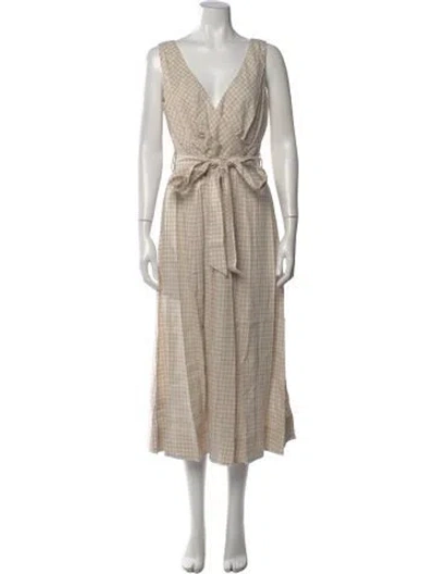 Pre-owned Donna Karan Plaid Print Midi Length Dress W/ Tags In Neutral