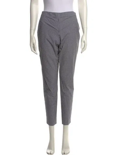 Pre-owned Donna Karan Plaid Print Skinny Leg Pants In Black