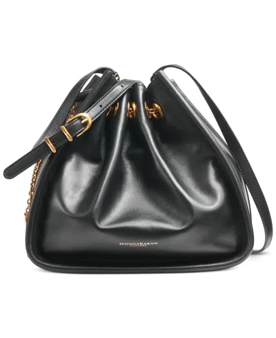 Donna Karan Plainview Chain Drawstring Tote Bag In Black,gold