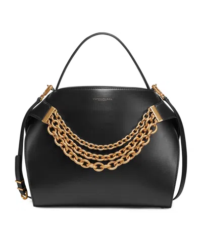 DONNA KARAN PLANDOME CHAIN TOP HANDLE LEATHER SATCHEL