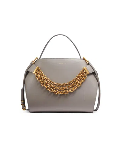 Donna Karan Plandome Chain Top Handle Leather Satchel In Cloud