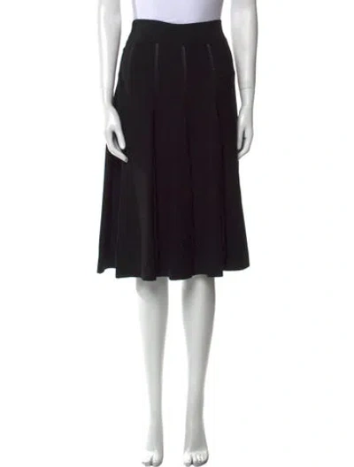 Pre-owned Donna Karan Pleated Accents Knee-length Skirt In Black