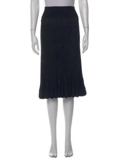 Pre-owned Donna Karan Pleated Accents Knee-length Skirt In Black