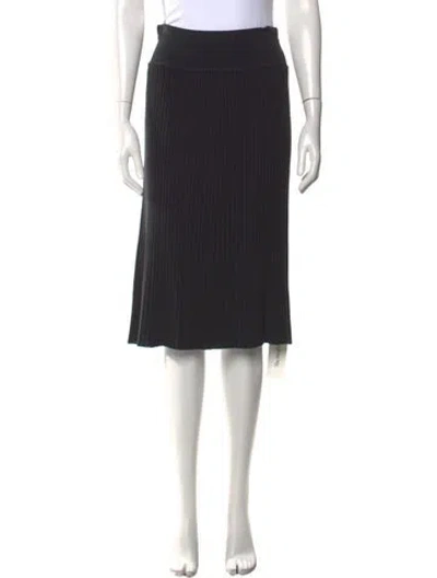 Pre-owned Donna Karan Pleated Accents Knee-length Skirt In Gray