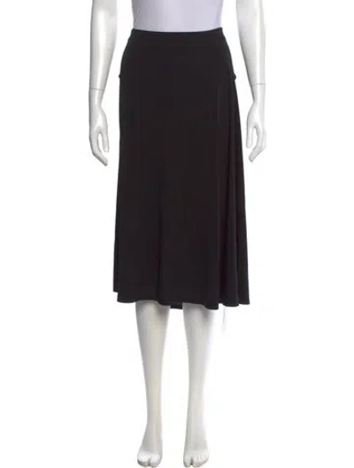 Pre-owned Donna Karan Pleated Accents Midi Length Skirt In Black