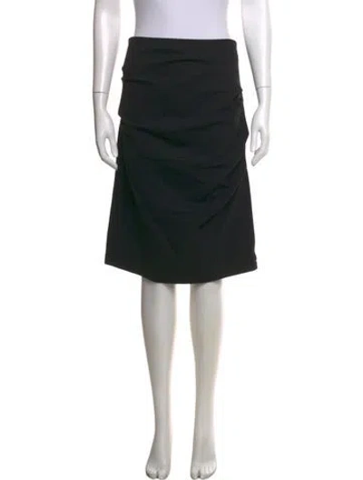 Pre-owned Donna Karan Pleated Accents Midi Length Skirt In Black