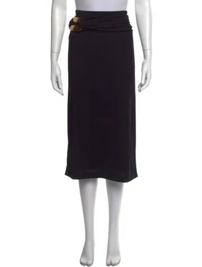 Pre-owned Donna Karan Pleated Accents Midi Length Skirt In Black