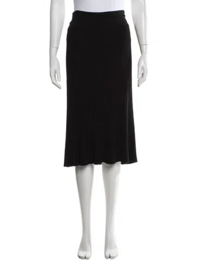Pre-owned Donna Karan Pleated Accents Midi Length Skirt In Black