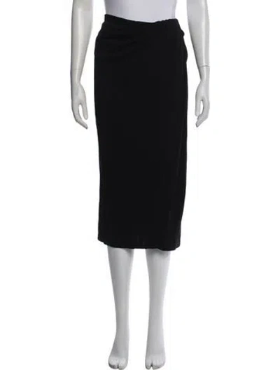 Pre-owned Donna Karan Pleated Accents Midi Length Skirt In Black