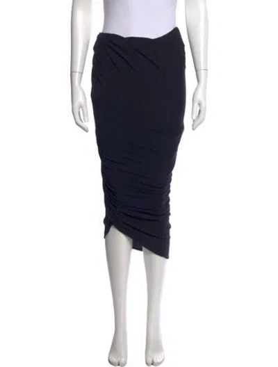 Pre-owned Donna Karan Pleated Accents Midi Length Skirt In Blue