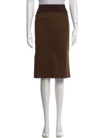 Pre-owned Donna Karan Pleated Accents Midi Length Skirt In Brown