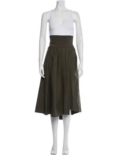 Pre-owned Donna Karan Pleated Accents Midi Length Skirt In Green