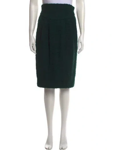 Pre-owned Donna Karan Pleated Accents Midi Length Skirt In Green