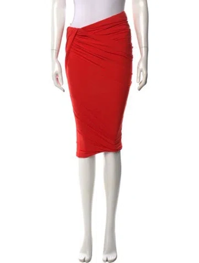 Pre-owned Donna Karan Pleated Accents Midi Length Skirt In Red