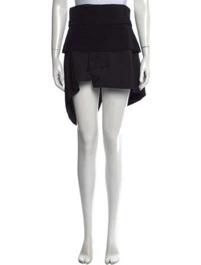Pre-owned Donna Karan Pleated Accents Mini Skirt In Black