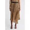 Donna Karan Pleated Asymmetric Skirt In Cheetah Print
