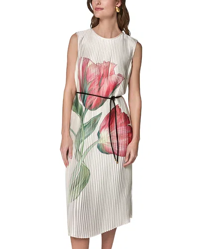Donna Karan New York Floral Pleat Satin Midi Dress In Multi