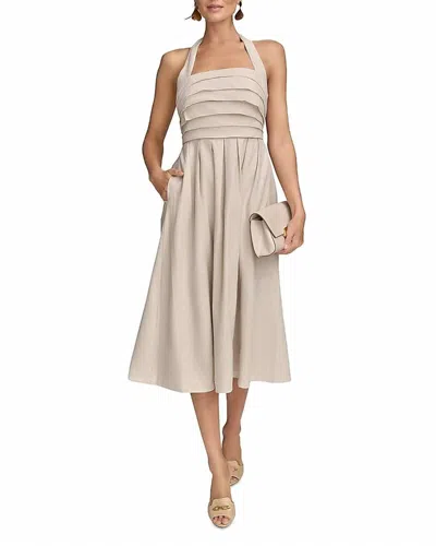 Donna Karan Pleated Halter Sundress In Natural In Neutral