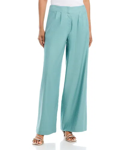 Donna Karan Pleated Wide Leg Pants In Blue