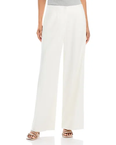 Donna Karan Pleated Wide Leg Pants In White