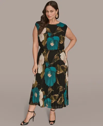 Donna Karan Plus Size Chiffon Midi Dress In Multi