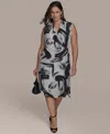 Donna Karan Plus Size Faux-wrap Hardware Dress In Black Pristine