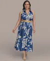 Donna Karan Plus Size Halter Belted Midi Dress