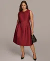 Donna Karan New York Pleated Metallic Sleeveless Dress In Cabernet